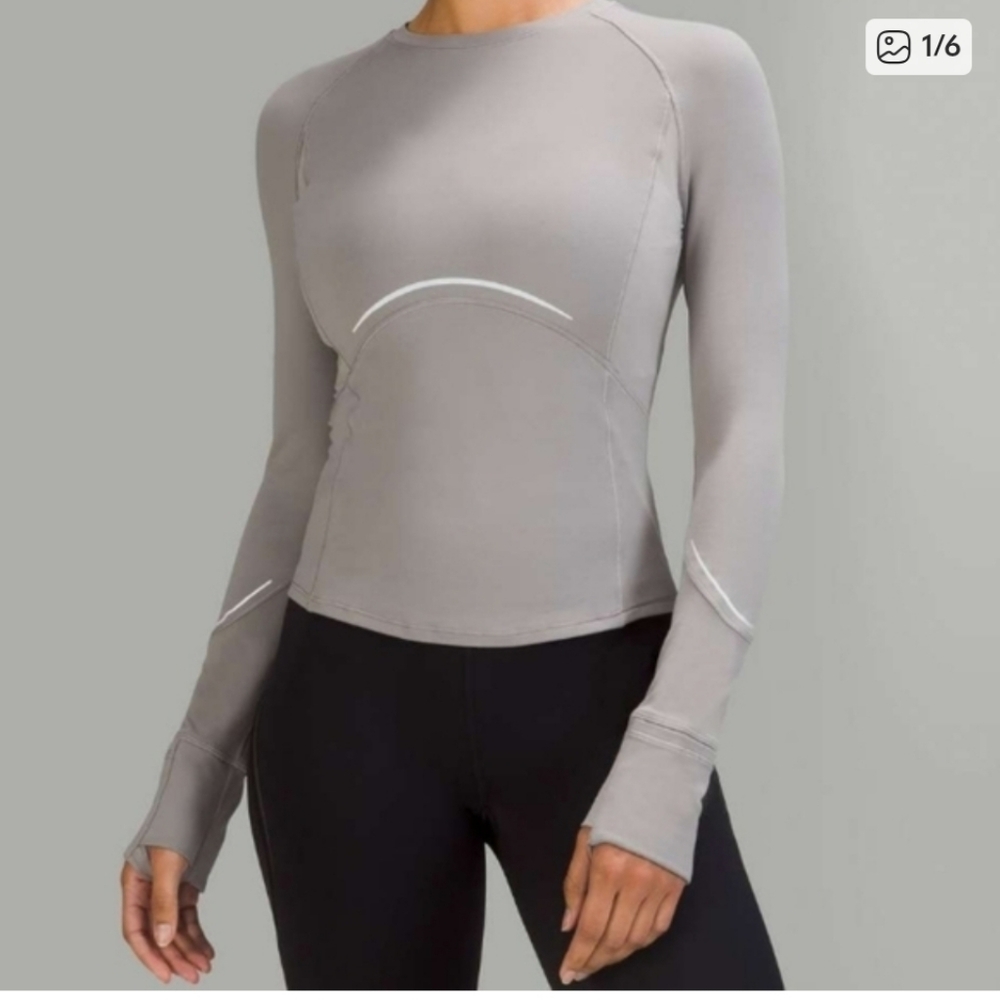 lululemon Rulu Reflective Running Long Sleeve Gull Grey 10